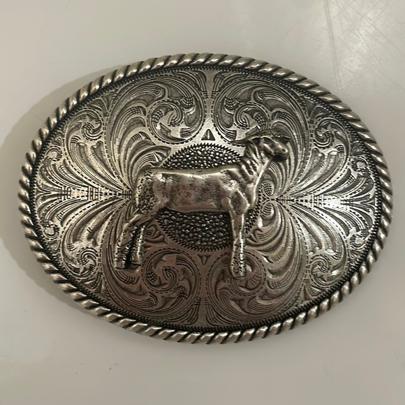 Accessories Vintage Silver Goat Western Oval Belt Bucklegreat